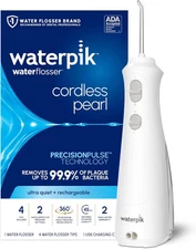 Waterpik Cordless Pearl Rechargeable Portable Water Flosser for Teeth, Gums, Bra