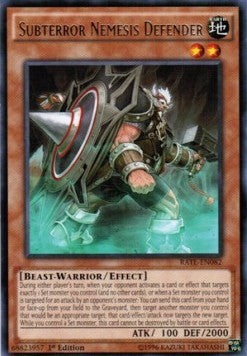YuGiOh Subterror Nemesis Defender RATE-EN082 Rare Englisch Neu 1st