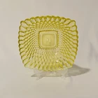 Vintage Diamond Point Indiana Glass Yellow Square Candy Relish Dish-6.5"