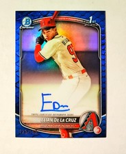 Elian De La Cruz 2025 1st Bowman Chrome AUTO BLUE Reptilian REFRACTOR 123/150 V6