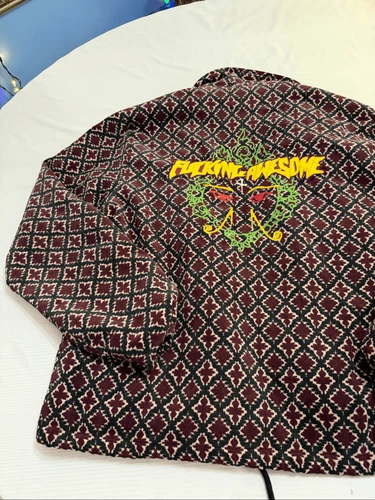 F*cking Awesome Embroidered Eyes Coaches Jacket Size XL See Measurements image 11