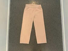 Girls Beige Solid Knit Straight Leg Pants Flat Front Elastic Waist Size S