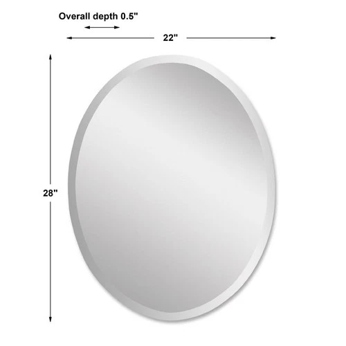 Frameless Vanity Oval Mirror - 22 inches wide by 0.5 inches deep Mirrors - Picture 4 of 5