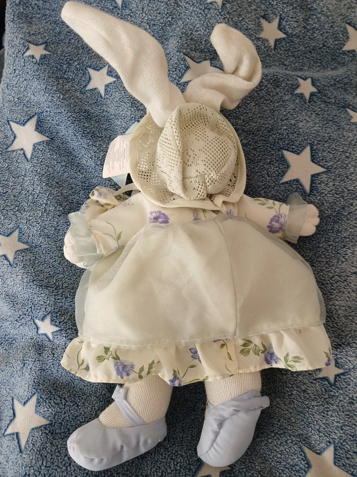 Vintage Russ Berrie Knit Spring Breeze Bunny Rabbit Floral Dress Soft Toy Tagged - Image 2 of 4