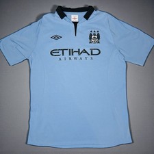 Umbro Soccer Jersey Blue Manchester City MCFC Etihad Airways Size Large SPORTY