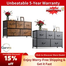 5-Drawer Fabric Dresser Extra Wide Storage Organizer Unit for Bedroom Closet