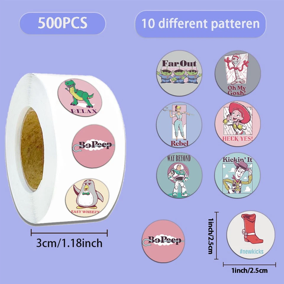 500PCS Cute Cartoon Toy Story Stickers Children Boys Girls birthday Xmas Gifts - Image 3 of 4