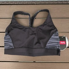 TYR Women's Arvada Skyler Swim Top, Women's Gray/black Size S 4/6 New