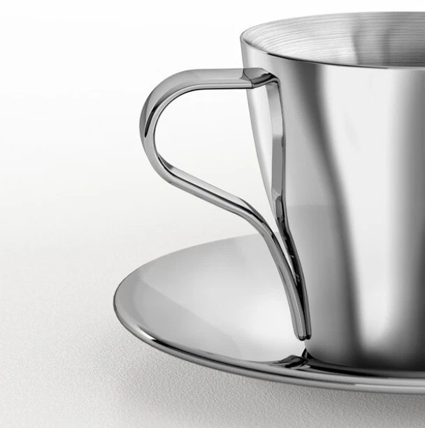 Juego de 2 tazas y platillos espresso vintage de acero inoxidable Ikea Kalaset sellados Foto 2 de 4