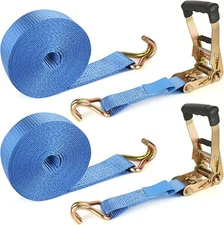 2pk 2 Inch Ratchet Straps Heavy Duty 20ft Tie Down Straps Ratchet Double J Hook