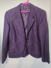 John Meyer Collection Purple Blazer Women s Size 12 Embellished Hem Jacket
