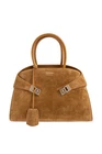 FERRAGAMO Hug Naturale Suede Top Handle Bag New & Authentic