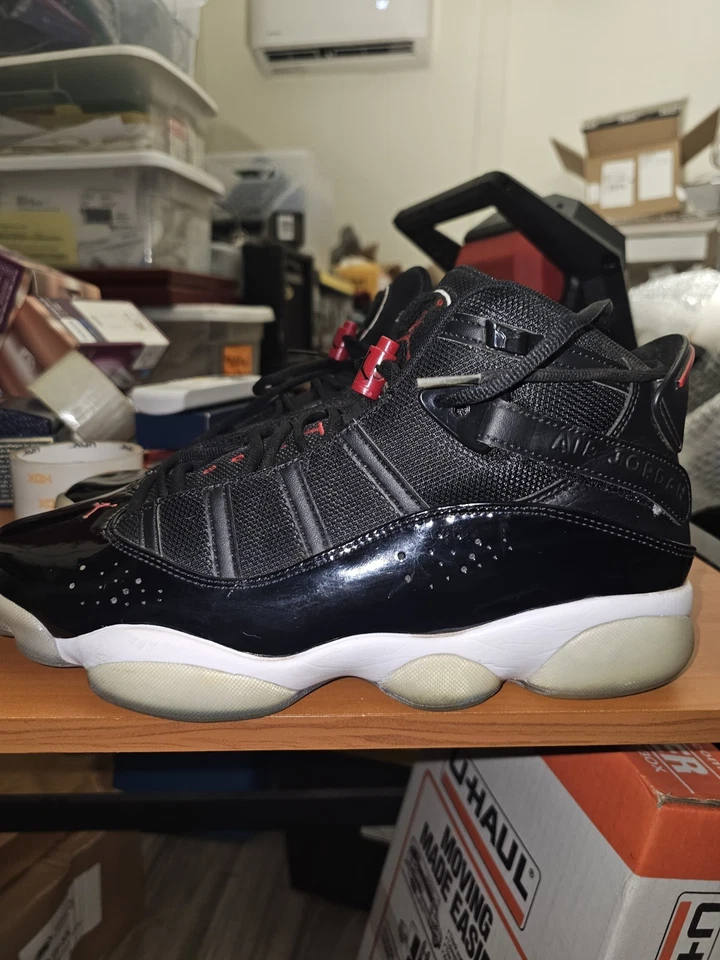 Talla 11 - Air Jordan 6 Anillos Negro Gimnasio Rojo Algunas Manchas Foto 2 de 4