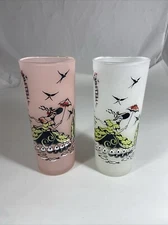 Vintage Anchor Hocking Frosted Southern Belle Tumblers Tom Collins Set of 2 MCM