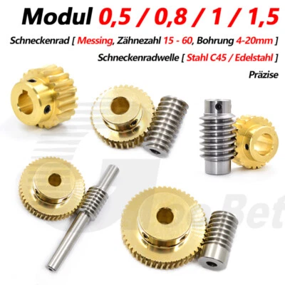 MARKENLOS Zahnrad Schneckenrad Messing Modul 0,5 0,8 1 1,5 Schneckengetriebe 15 - 60 Zähne