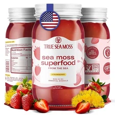 Wildcrafted Irish Sea Moss Gel | Made with Dried Seaweed Seamoss | Strawberry