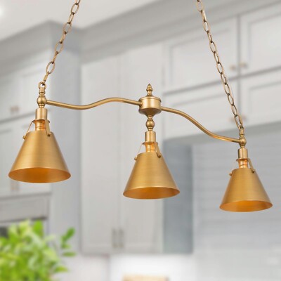 LNC 3-Light Antique Gold Modern/Contemporary Linear LED Kitchen Island Li