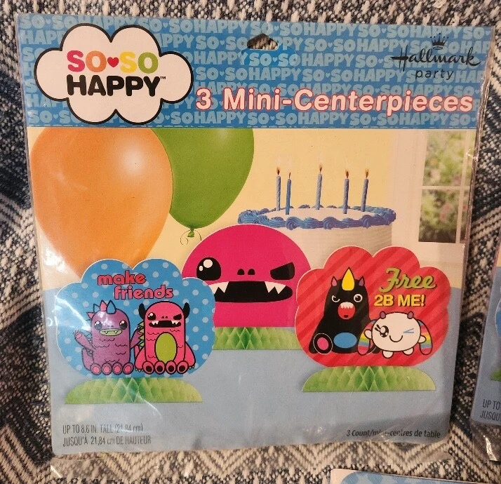 NUEVO EN PAQUETE/NUEVO~Lote de fiesta de cumpleaños~"TAN HAPPY" Monstruos~8 invitaciones~6 centros de mesa Foto 3 de 3