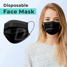75 Pack Black Disposable Face Mask Ear-loop Mouth Cover USA Seller Fast Shipping