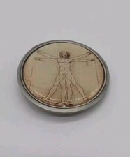 Vtg 2004 Vitruvian Man Belt Buckle Great American Products Pewter 