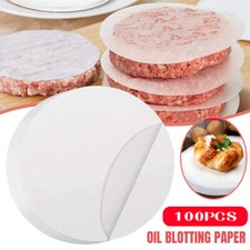 100PCS Kitchen Oil-absorbing Sheet Burger Hamburger Press Paper Nonstick 10CM UK