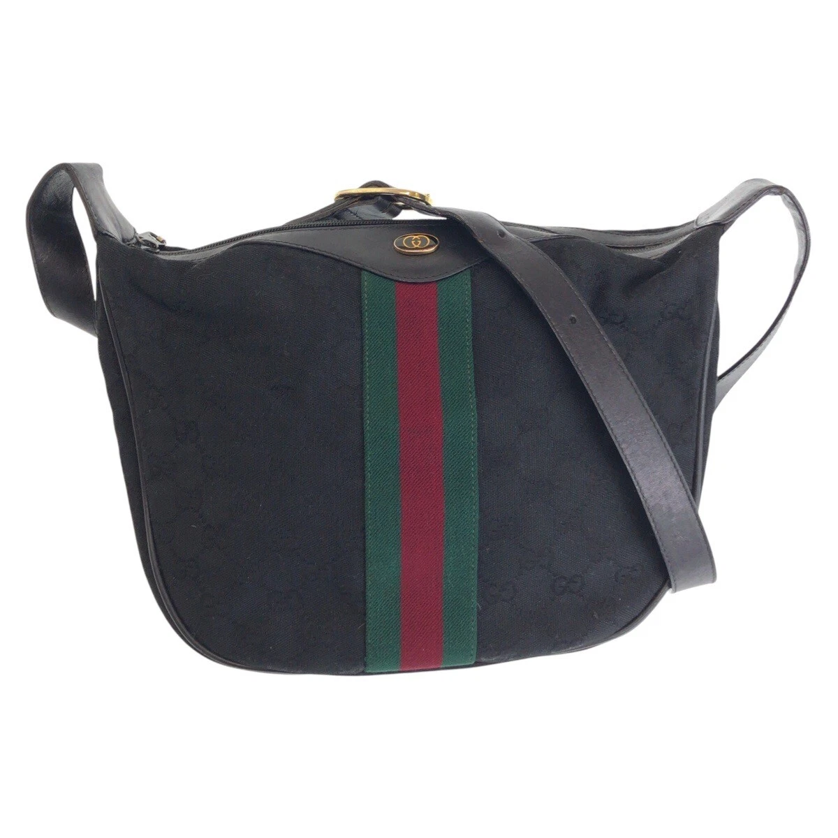 GUCCI vintage ancien sac à bandoulière Gucci Web Stripe 10 2 3840 diagonale noir