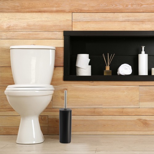 Square Metal Toilet Brush - Sturdy Handle, Splash Guard, Removable Inner Liner - Picture 21 of 21