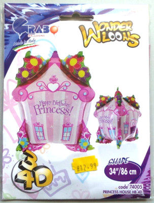 Grabo Wonderloons großer Helium Folienballon 34'' Happy Birthday Prinzessinnenhaus