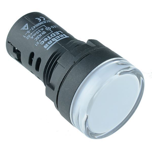White 22mm LED Pilot Panel Indicator Light 12V High Quality Tech