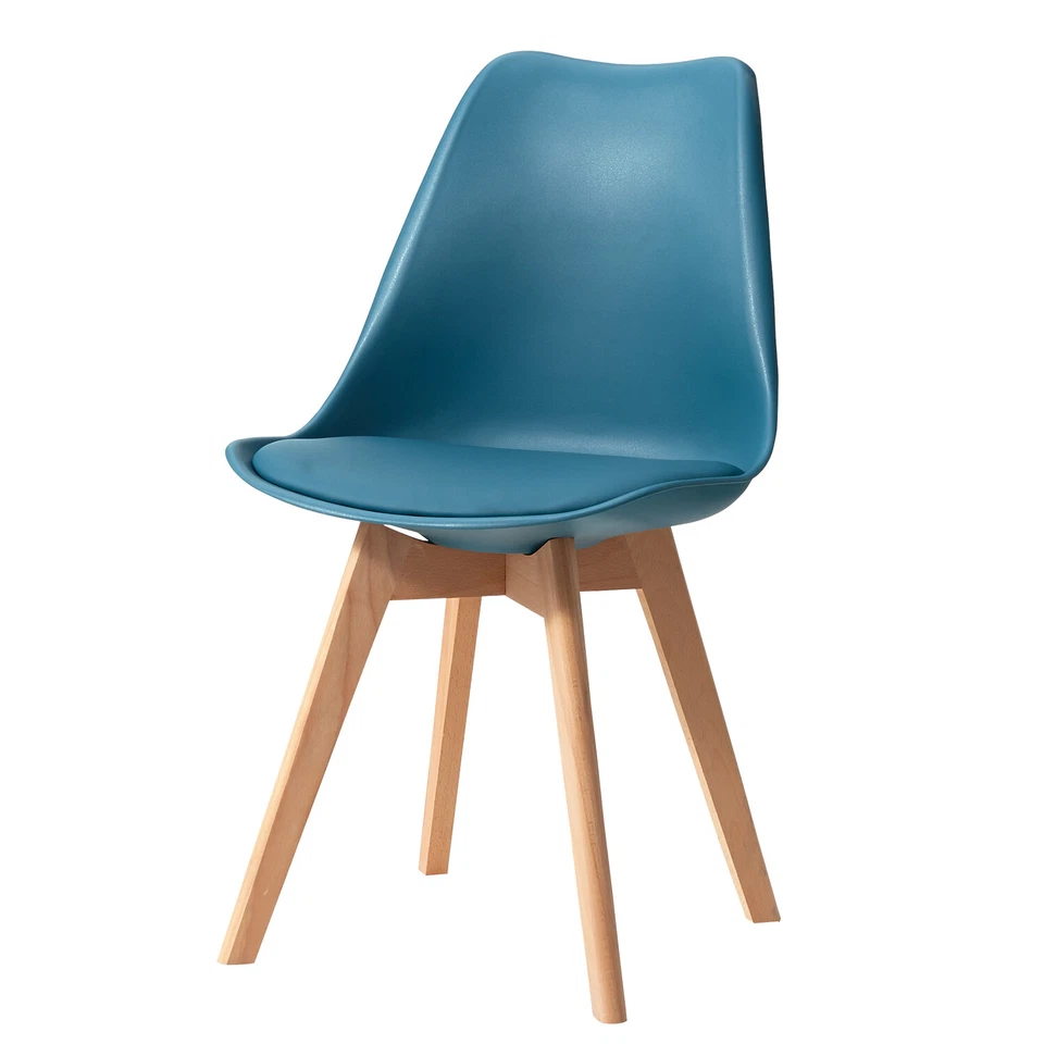 Set di 6 Sedie Tulip Design Gambe polipropilene Legno di faggio Verde - Immagine 3 di 4