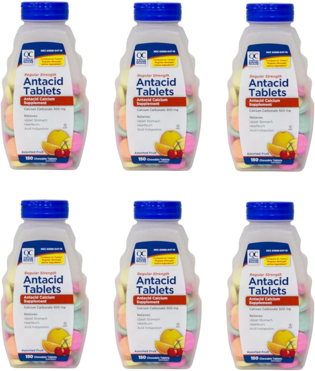 Quality Choice Regular Strength Calcium Carbonate 500 mg Antacid Chewable Tablet