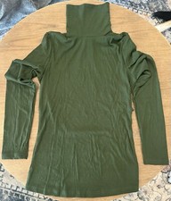 Women's Size S - Dark Green - Turtleneck Shirt- Ribbed - A0146