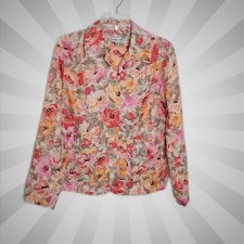 Coldwater Creek Button Up Classy Blazer Jacket Sz 8 Floral Long Sleeve