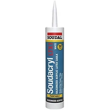 Soudal 146728 Siliconized Acrylic Latex Caulk, White, 10.1 Oz