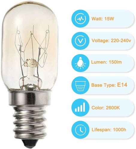 Lampadina Forno 300°C Lampada Apparecchio Cucina 15W 240V SES E14 Eveready - Confezione da 2 - Foto 2 di 3