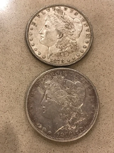 Two (2) 1878 Rev 78 $1 Morgan Silver Dollar US Coin VF Very Fine - Excellent
