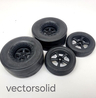 4 TEAM ASSOCIATED DR10 REAKT Drag Race Wheels And Tires Set  slicks no prep