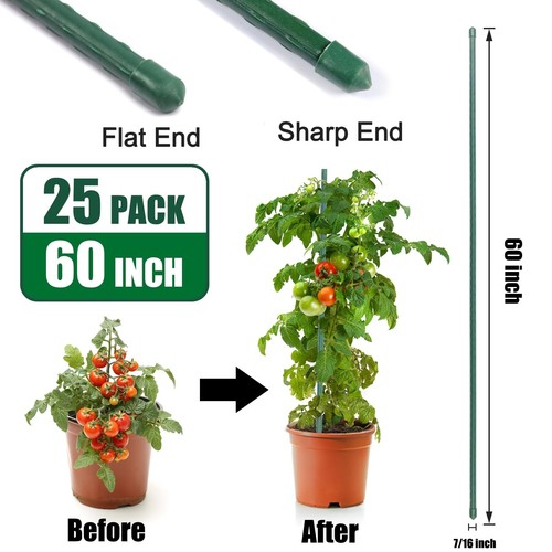 Garden Stakes 55 Inches Steel Plant Stakes, Pack of 25 - Picture 2 of 8