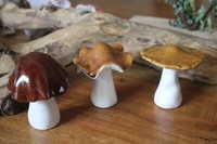 3Er Set Pilze Kappe Braun, Aus Keramik, H Ca. 10 Cm, Pilze Herbst, Schwammerl