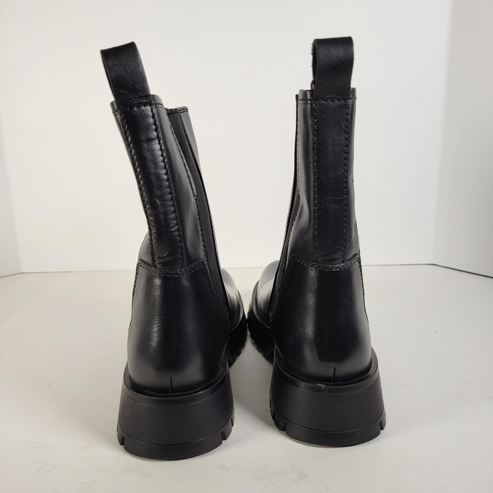 ZARA Black Leather Lug Sole Chelsea Ankle Boots Women Size 8 US / 39 EU