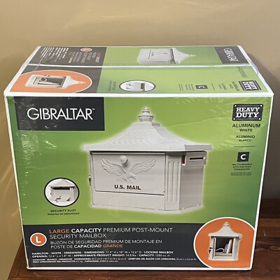 Gibraltar Hamilton Premium, Large, Locking, Aluminum, Post Mount Mailbox, White