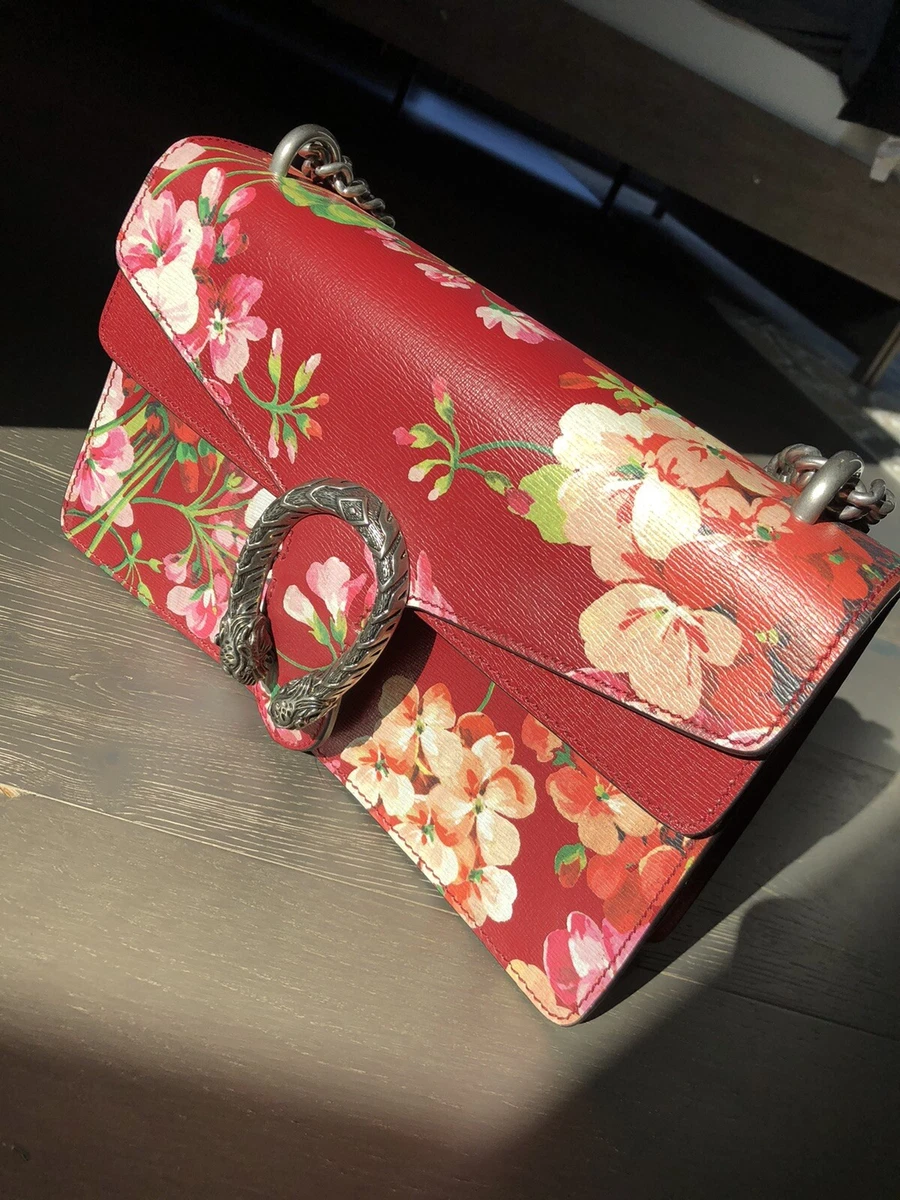 Gucci Dionysus Blooms Print Red Leather Satchel