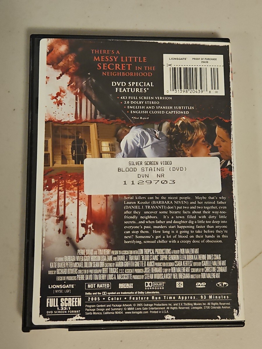 Blood Stains (DVD, 2006) Barbara Niven, Daniel J. Travanti
