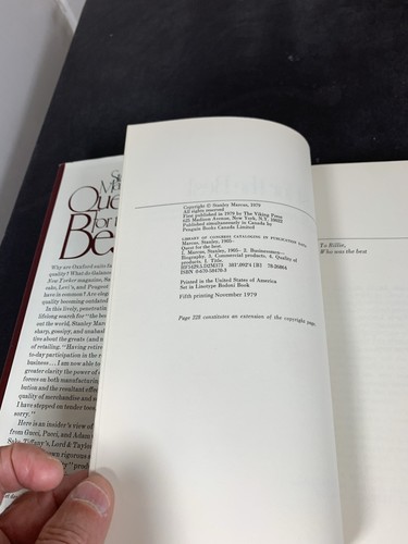 Quest For The Best, Hard Cover Book Signed By Stanley Marcus - Imagen 5 de 7
