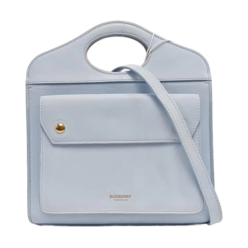 BURBERRY Pocket Handbags Leather Blue Free Shipping | Duties Paid