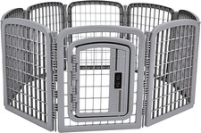 8-Panel Octagonal Plastic Dog Playpen, Indoor/Outdoor Pet Fence with Gate, Exerc