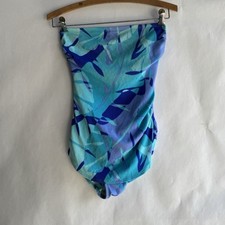 Vintage 8 SESSA 1990s California One Piece Swimsuit Bathing Strapless Suit Palm