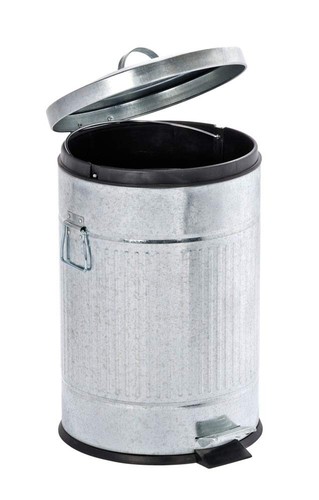 Step Trash Can with Lid and Pedal, Retro Metal Garbage Bin, for Bathroom, Kit... - Picture 6 of 6