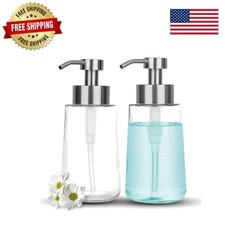 Elegant 16oz Glass Soap Dispenser Set with Rust-Proof Brushed Nickel Pump