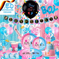 Gender Reveal Party Deko,10 GäSte Deko Geschirr Set, Gender Reveal Deko Luftball